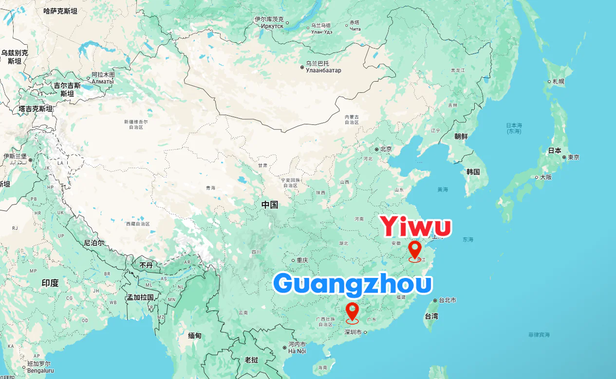 Yiwu and Guangzhou
